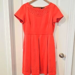 Alex Marie Coral Dress with Laser Cut Details, Size 14